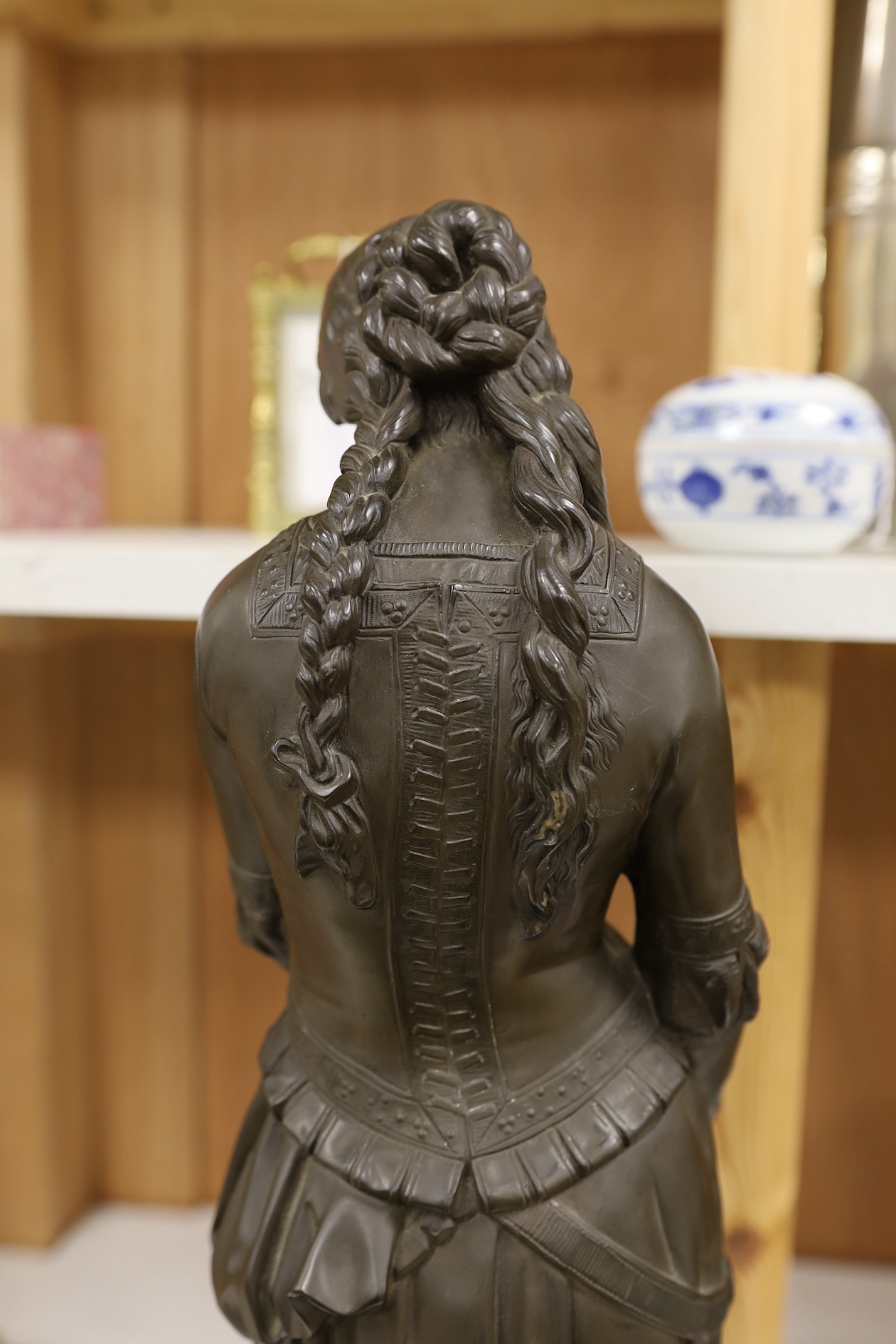 A bronze finished figure of a maiden, 56cm. Condition - good